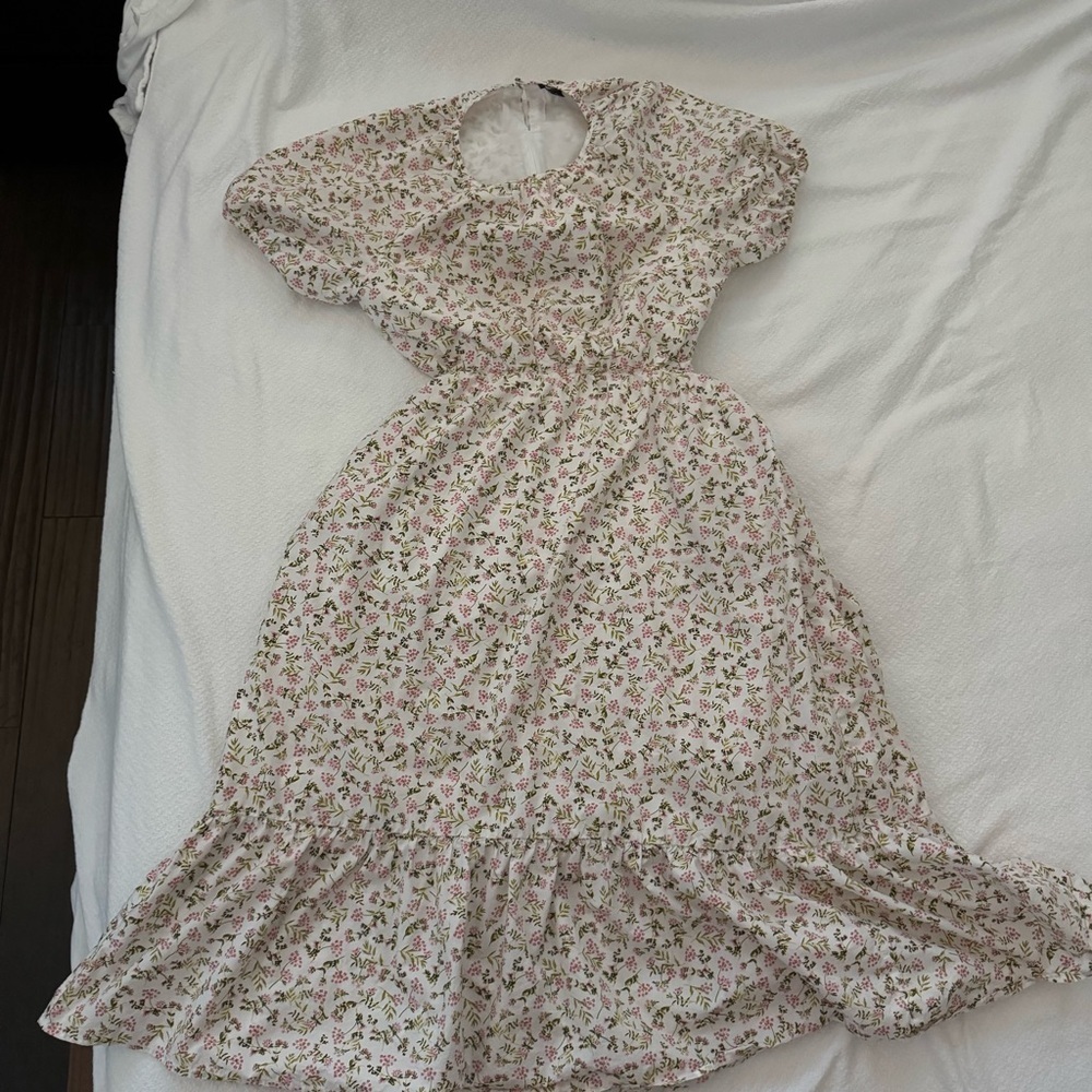 J.Crew Women's Side-Cutout Cotton Poplin Dress in Meadow Floral Size 16 - Picture 2 of 6